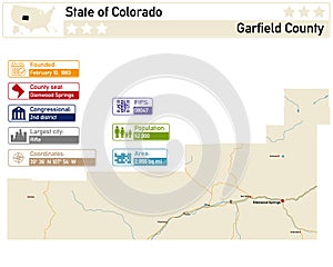 Map of Garfield County in Colorado USA