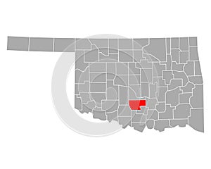Map of Garvin in Oklahoma