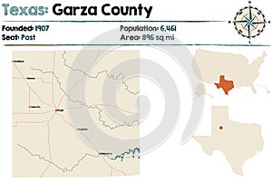 Map of Garza county in Texas photo