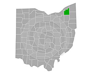 Map of Geauga in Ohio