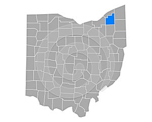 Map of Geauga in Ohio