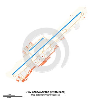 Map of Geneva Airport. IATA-code GVA photo