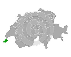 Map of Geneve in Switzerland