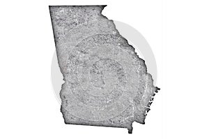 Map of Georgia on weathered concrete