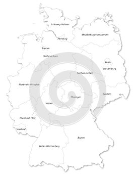Map of German states cites on white background. photo