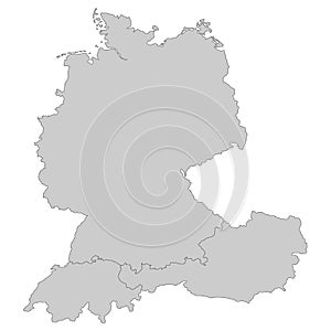 Map of Germany, Austria and Switzerland