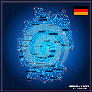 Map of Germany. Bright illustration with colorful Germania map. Germany map with cities. Illustration. photo