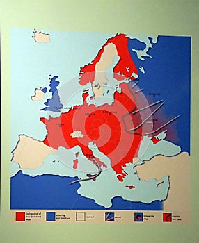 Map of Germany\'s invasions and retreats from 1940 to 1944, World War II