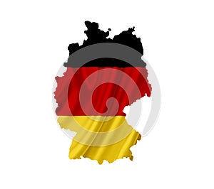 Map of Germany with waving flag isolated on white