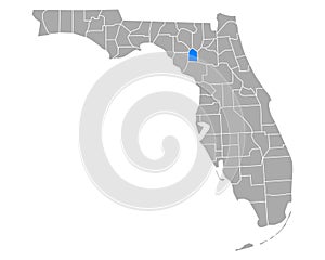 Map of Gilchrist in Florida