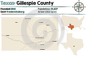 Map of Gillespie county in Texas