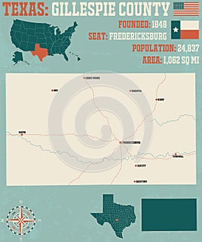 Map of Gillespie county in Texas