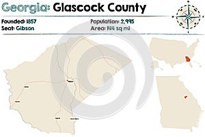 Map of Glascock County in Georgia