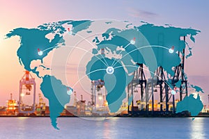 Map global logistics partnership connection