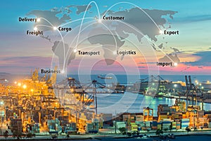 Map global logistics partnership connection of Container Cargo