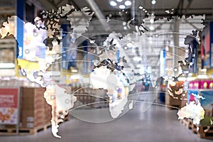 Map Global Logistics Partnership. Import Export concept. photo