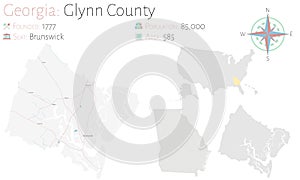 Map of Glynn County in Georgia