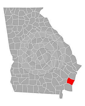 Map of Glynn in Georgia