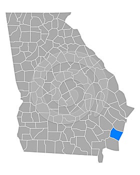 Map of Glynn in Georgia