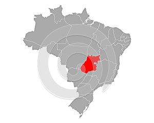 Map of Goias in Brazil