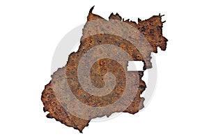 Map of Goias on rusty metal