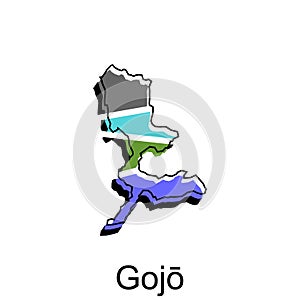 Map Gojo City of Japan Country, Asia Map logo in colorful style design for your company