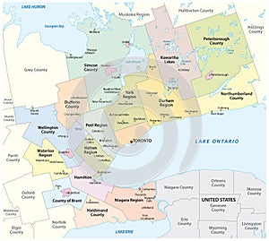 Map of the Golden Horseshoe metropolitan area around the western end of Lake Ontario Ontario Canada
