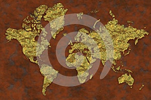 Map of the golden-plated world, golden surfaces.