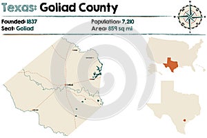 Map of Goliad county in Texas photo