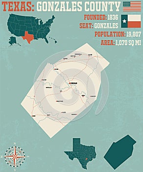 Map of Gonzales county in Texas photo