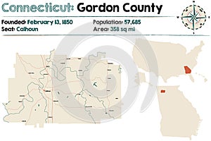 Map of Gordon County in Georgia