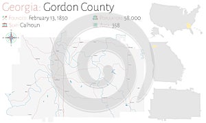 Map of Gordon County in Georgia