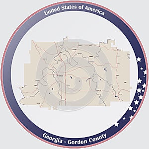 Map of Gordon County in Georgia