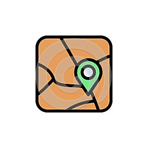 Map, Gps icon. Simple color with outline vector elements of navigation icons for ui and ux, website or mobile application