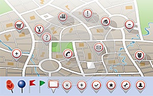 Map with GPS icons