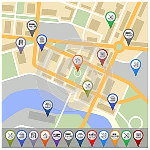 Map with gps icons