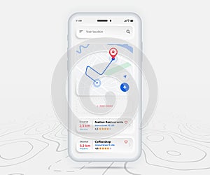 Map GPS navigation app ux ui concept, Mobile map application, Smartphone App search map navigation, Technology map, City gps