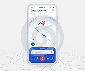 Map GPS navigation app ux ui concept, Mobile map application, Smartphone App search map navigation, Technology map, City gps