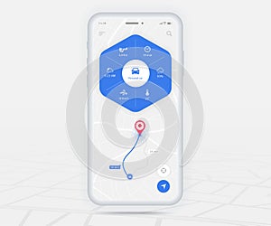 Map GPS navigation app ux ui concept, Mobile map application, Smartphone App search map navigation, Technology map, City navigate