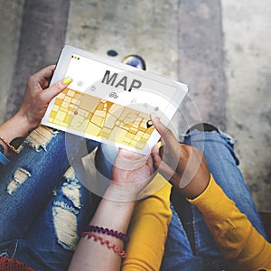 Map GPS Navigation Direction Destination Route Concept
