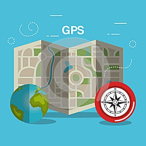 Map with gps navigation icons