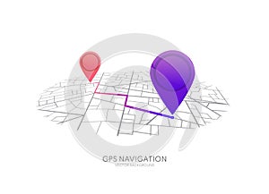 Map GPS navigation. Map with pins.