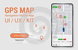 Map GPS Navigation Smartphone App Screen