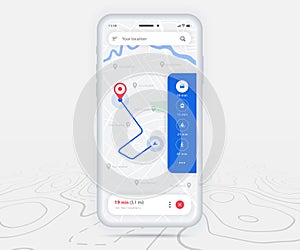 Map GPS navigation, Smartphone map application and red pinpoint screen, App search map navigation, Technology map, City navigation