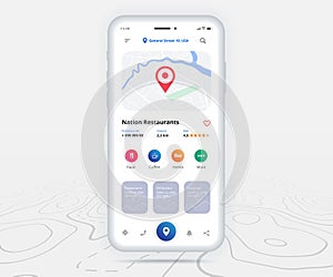 Map GPS navigation, Smartphone map application and red pinpoint screen, App search map navigation, Technology map, City navigation