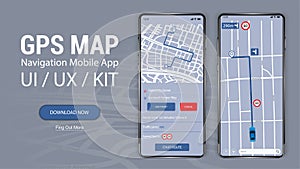 Map GPS navigation. UI,UX,KIT Mobile App