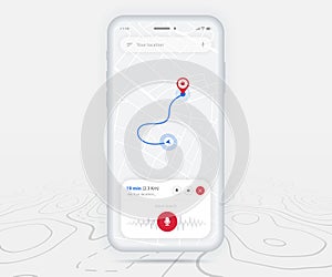 Map GPS navigation ux ui concept, Smartphone map application  destination point on screen, App search map navigate, Technology map