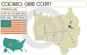 Map of Grand County in Colorado USA