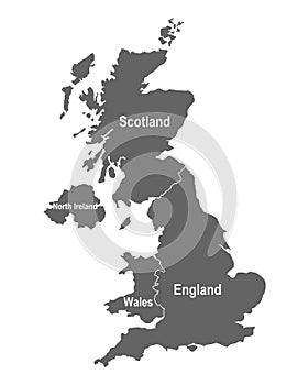 Map of Great Britain with Constituent Countries