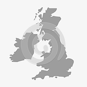 Map of the Great Britain in gray on a white background